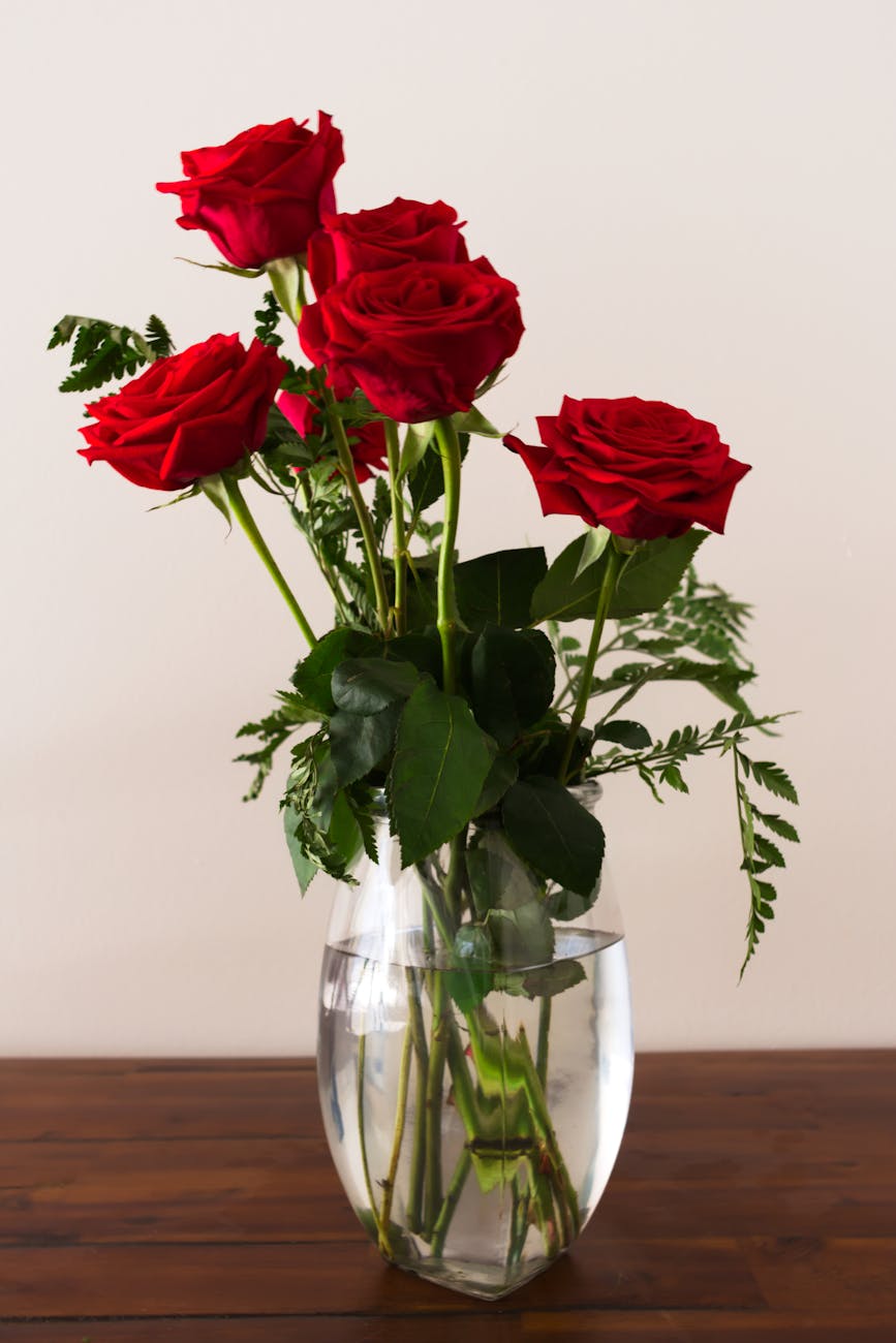 photo of roses on flower vase